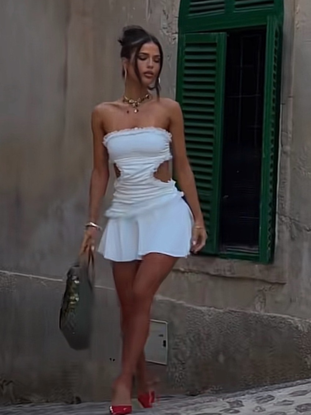 Outcast liu Strapless White Cutout Mini Dress